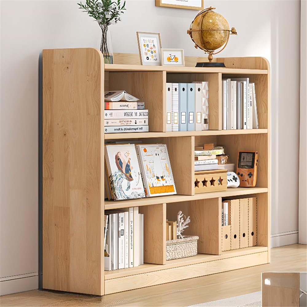 NIUYAO Children's Bookshelf Natural Finish Simplistic Standard Storage Cabinet Vertical Display Shelves FreestandingScratch-Repellent Bookcase Units for Study Office Pantry -39.5" L x 9.5" W x 47" H NIUYAO