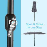 Caprihom 15ft Large Patio Umbrella, Double Sided Extra Large Umbrella with Base, Rectangular Patio Umbrella Double-Sided Umbrella for Yard Lawn Garden,Grey Caprihom