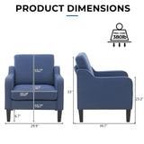 VINGLI Mid Century Modern Accent Chair,Navy Blue Fabric for Living Room Upholstered Armchair with Scooped Arms for Bedroom,Apartment,Studio,Office,Waiting Room VINGLI