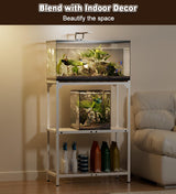 AnBaiMei 20 Gallon Aquarium Stand, Fish Tank Stand with Adjustable 3-Tier Storage Shelf, Heavy Duty Reptile Breeder Turtle Tank Terrarium Rack Table for Home Office, 24" L x 12" W x 32.2" H, White AnBaiMei