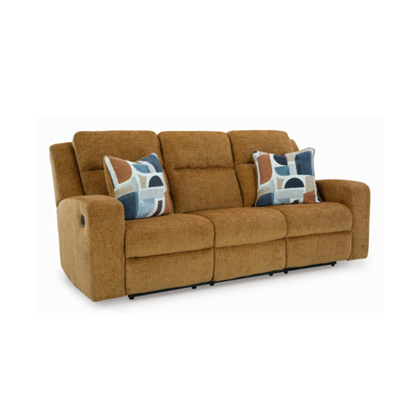Signature Design by Ashley Kanlow Contemporary Manual Reclining Sofa with 2 Accent Pillows, Light Brown Signature Design by Ashley