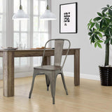 FDW Metal Dining Chairs Set of 4 Patio Chairs Furniture Indoor Outdoor Chairs Kitchen Metal Chairs Stackable Chair Tolix Side Bar Chairs Wooden Seat 18 Inch Seat Height Restaurant Chair FDW