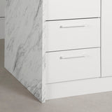 South Shore Myro Kitchen Island, Faux White Marble and White South Shore