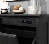 XM-ICE Tilt Out Trash Cabinet with Deodorisation, Wooden Trash Can Cabinet with Door Kitchen Hamper Cabinet for Kitchen Dog Proof, Dining Room and Laundry Room, 10-Gallon, Black XM-ICE