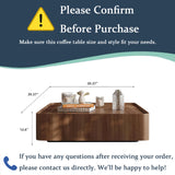 Luxury Walnut Wood Square Coffee Table with Large Hidden Storage, Expandable Tabletop Center Table for Living Room, Modern Accent Table with Drawers (39.37" Walnut Square Coffee Table) WuerQi