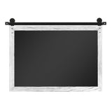 COGOOD Farmhouse Barn Door Mirror - 41" x 26" Rustic Wood Framed Wall Mirror for Bathroom, Living Room, Bedroom Wall Decor (White) COGOOD