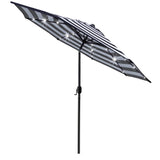 Sunnyglade 9' Solar 24 LED Lighted Umbrella with 8 Ribs Adjustment and Crank Lift System for Patio - Black and White Sunnyglade