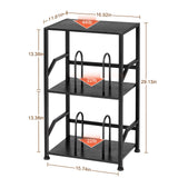 LOAKEKEL Record Player Stand, Vinyl Record Storage Up to 200 Albums, 3 Tier End Table with Removable Dividers, Tall Side Table for Living Room, Bedroom, Black, HETCD010BK1 LOAKEKEL