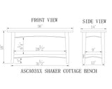 Alaterre Furniture Shaker Cottage Bench with Shelf, FURNITURE, Chocolate Alaterre Furniture