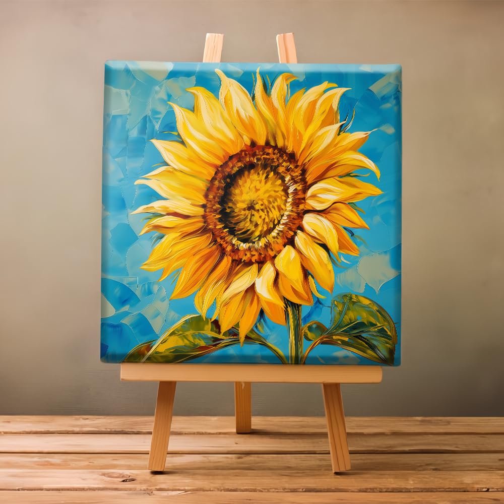 Natuyalo Sunflower Framed Paint by Numbers Kit for Adults - Paint by Number on Canvas with Frame, Flowers DIY Acrylic Painting for Home Wall Decor 12x12 Inch Natuyalo