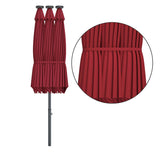 Tangkula 15 Ft Solar LED Patio Double-Sided Umbrella, Extra Large Umbrella w/ 36 Solar Powered LED Lights & Crank System, Outdoor Twin Umbrella for Garden, Deck, Poolside, Patio (Burgundy) Tangkula