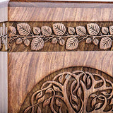 INTAJ Handmade Rosewood Urn for Human Ashes - Adult Tree of Life Wooden Urns Hand-Crafted - Celtic Funeral Cremation Urn for Dogs Engraved (Rosewood, INTAJ