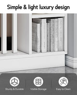 Wall Room Divider, Storage Cabinet Storage Display with Shelves, Modern Freestanding Wood Room Divider Screen, Wall Privacy Screens for Home Office Decorative (White,31.5" L x 9.5" W x 79.5" H) Kavie