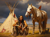 Generic American Native Indian Men and Horse 5D Diamond Art Painting for Adults Full Drill Round Diamond Paint by Number Kits for Beginners Gems Cross Stitch for Wall Decor 11.8x15.8inch(2) Generic
