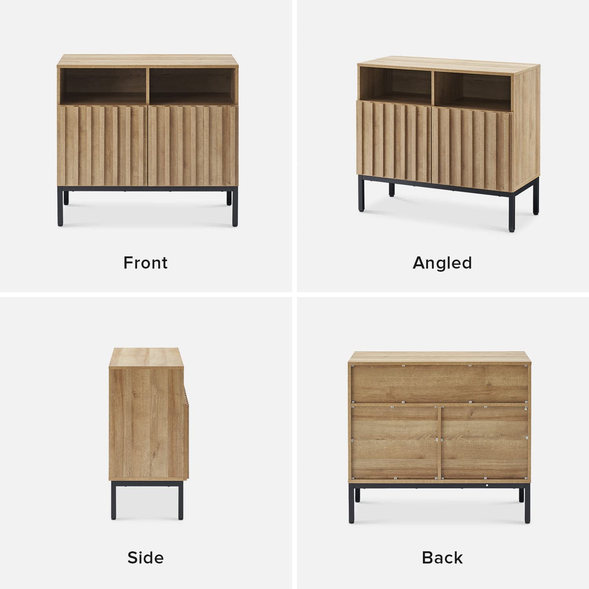 mopio Norwin Storage Cabinet, Modern Rustic Industrial Buffet Sideboard, Accent Console Credenza, Fluted Panel Doors, Adjustable Shelves, Sturdy mopio