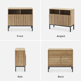 mopio Norwin Storage Cabinet, Modern Rustic Industrial Buffet Sideboard, Accent Console Credenza, Fluted Panel Doors, Adjustable Shelves, Sturdy mopio