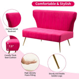 WQSLHX 50’’ Velvet Modern Armless Loveseat Sofa, Upholstered Small Wingback Couch Sofa with Golden Metal Legs, 2 Seater Tufted Couch for Bedroom, Apartment Small Space WQSLHX