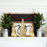 Christmas Decorations Indoor, YEAHOME Set of 3 Pre-lit Gold Glass Christmas Tree for Home Decor, Christmas Table Decorations Lighted Xmas Tree with Timer for Living Room Mantel Tabletop Party YEAHOME