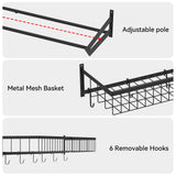 YBING Sports Equipment Organizer with 3 Separate Shelf, Ball Racks for Garage, Garage Sport Equipment Organizer with Hooks,Wall Mount Sports Holder Storage, Black YBING