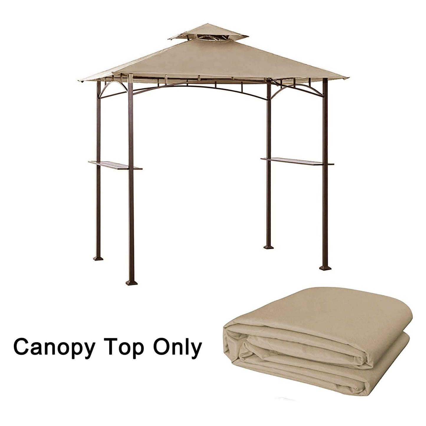 Tanxianzhe Grill Gazebo Replacement Canopy Top Cover 5×8 Double Tiered BBQ Roof ONLY FIT for Gazebo Model L-GG001PST-F (Beige)