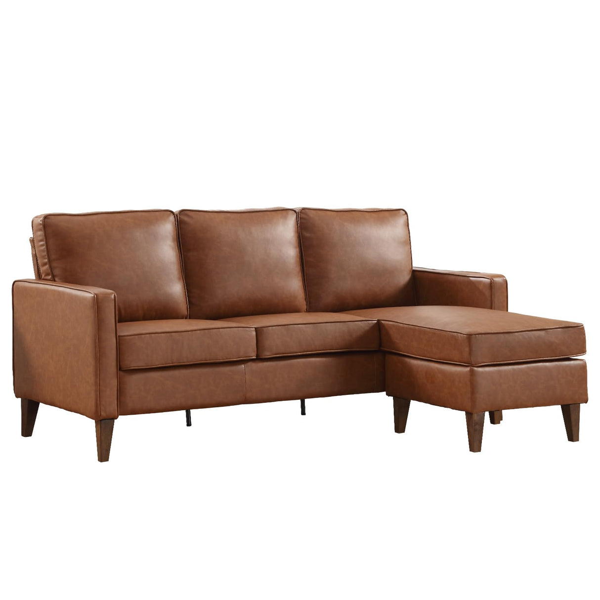 EBELLO Sectional Sofa Couch, L Shaped Couch Faux Leather Sofa with Reversible Chaise, Lounge Sofa for Living Room Apartment Small Space, Dark Brown EBELLO