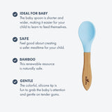 Avanchy Baby Spoons 5 Bamboo and Silicone Set, Self Feeding Food Utensils, 4 Months Baby Led Weaning, 5 Pack W/Blue Avanchy