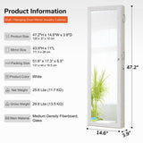 GISSAR Jewelry Mirror Armoire Wall Mount Over The Door Cabinet Storage Organizer Lockable Full Length Door Mirror(White) GISSAR