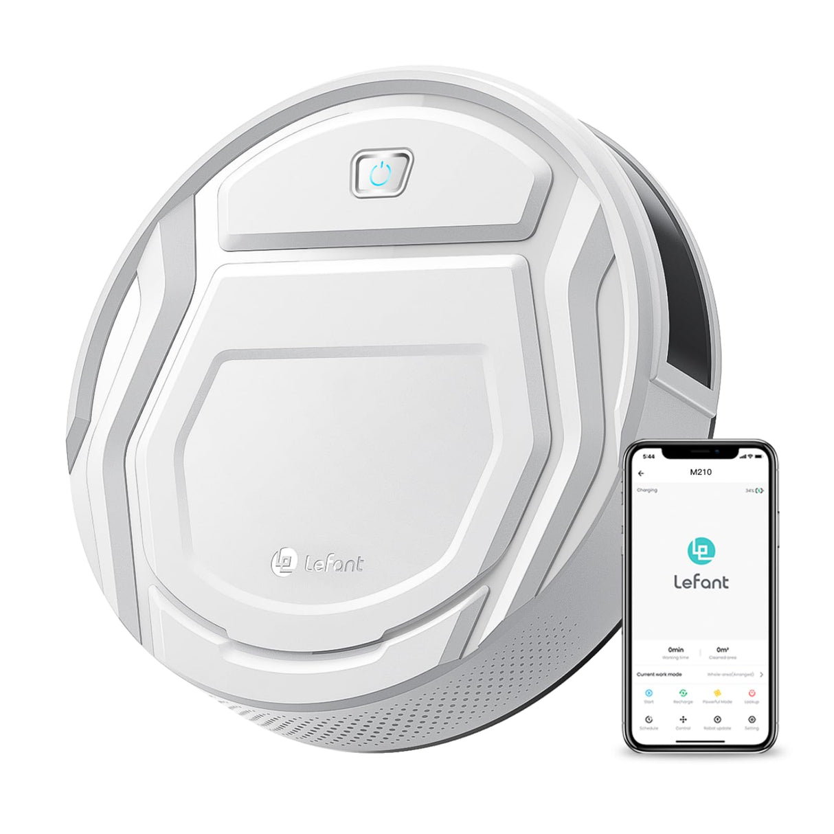 Lefant Robot Vacuum Cleaner, Strong Suction, 120 Mins Runtime, Slim, Low Noise, Automatic Self-Charging, Wi-Fi/App/Alexa Control, Ideal for Pet Hair Hard Floor and Daily Cleaning, M210 Lefant