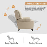HULALA HOME Genuine Leather Recliner Chair, Classic and Traditional Push Back Recliner Chair for Living Room, Adjustable Leather Cigar Reclining Vintage with Nail Head Trim,Beige HULALA HOME