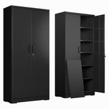 DEVAISE Metal Garage Storage Cabinet with 2 Doors and 5 Adjustable Shelves, 71'' Black Lockable Steel File Cabinet for Garage, Home, Office, Shool, Gym DEVAISE