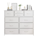 LUMTOK 10-Drawer Dresser, Fabric Storage Dressers Drawers for Bedroom, Hallway, Nursery, Closets, Steel Frame, Wood Top, Easy Pull Handle (White) LUMTOK