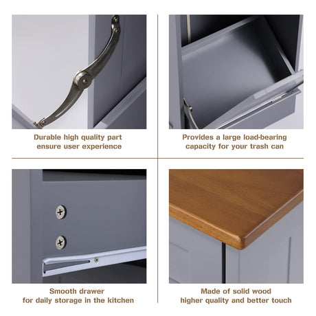 LOUVIXA Tilt Out Trash Bin Cabinet Dog Proof Trash Can Holder Kitchen Island Without Garbage Bin or Tilt Out Laundry Hamper (Gray) LOUVIXA
