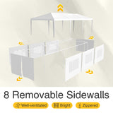 Greesum 10x30 Outdoor Canopy Tent Patio Camping Heavy Duty Gazebo Shelter Party Wedding BBQ Events with Side Removable Walls, Waterproof Shelter, White Greesum