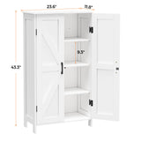 Homleke Farmhouse Bathroom Cabinet with Adjustable Shelves, Free-Standing Storage Cabinet with Barn Doors, for Kitchen, Living Room, Dining Room, Entryway, White Homleke