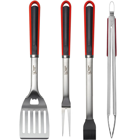 Double Two | 4-PCS BBQ Tool Set, BBQ Tong&Fork&Spatula&Brush, BBQ Grill Accessories, Grill Tools, BBQ Tools, BBQ Tool Set, BBQ Utensils for Grill, Grill Set Kit, Grill Accessories for Outdoor Grill 2 DOUBLE TWO
