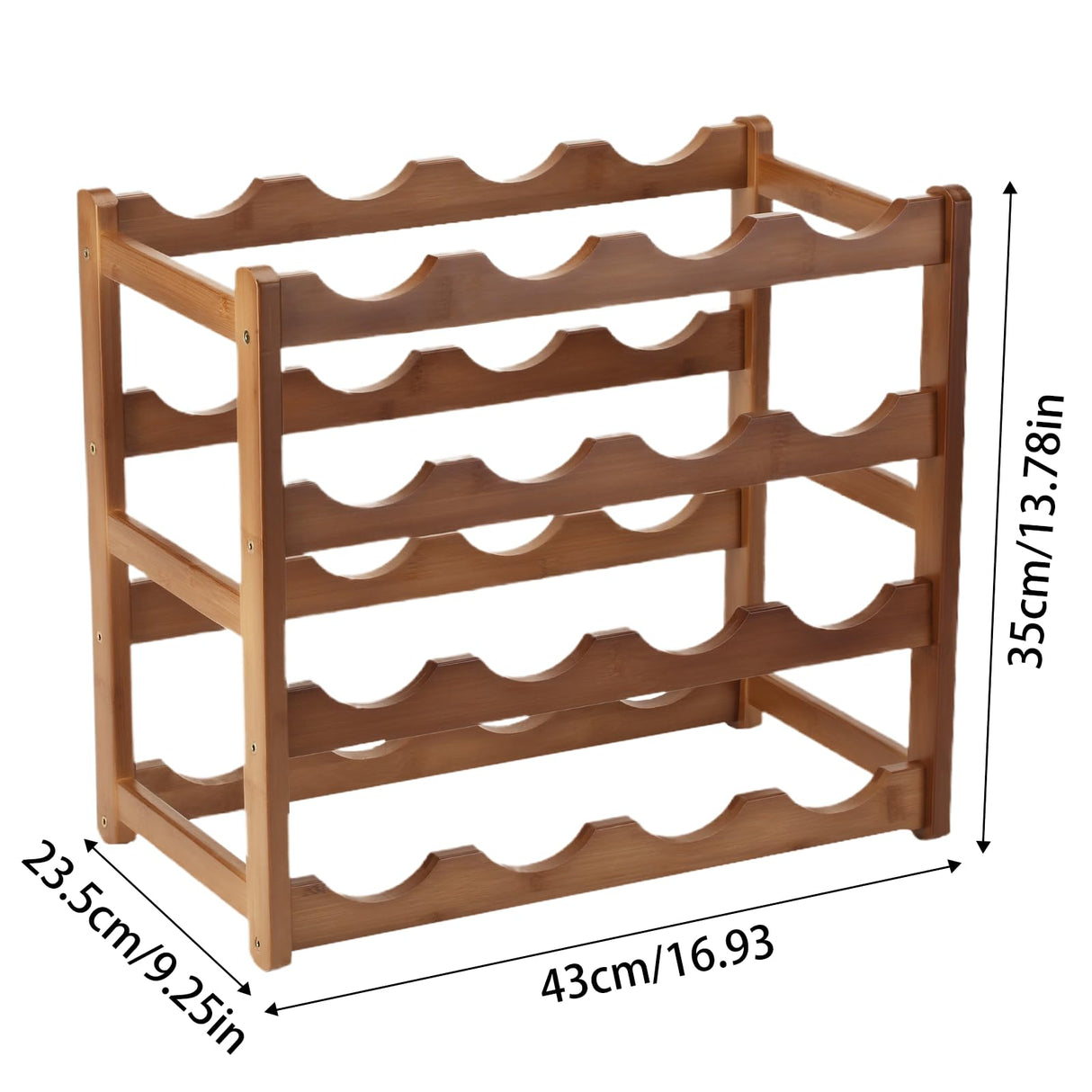 WUTALOTAT Wine Rack Storage,Bamboo Wine Racks Cabinet Shelf,4-Tier 16 Bottles Freestanding Wine Bottle Holder for Basement,Kitchen,Countertop WUTALOTAT
