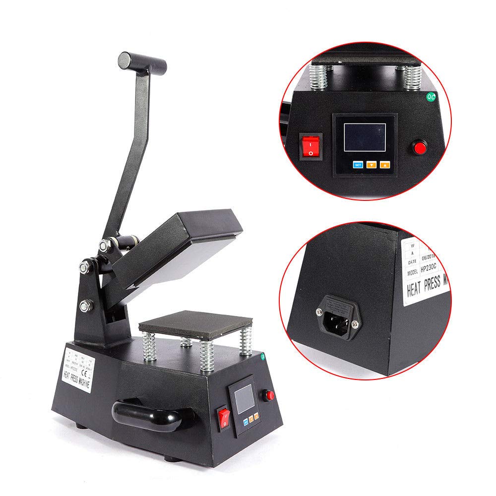 Heat Press Machine, 110V Digital Heat Press Machine Single Heater DIY Logo,Label,Sticker 110V 12x12cm (US Fast Shipping) GDAE10