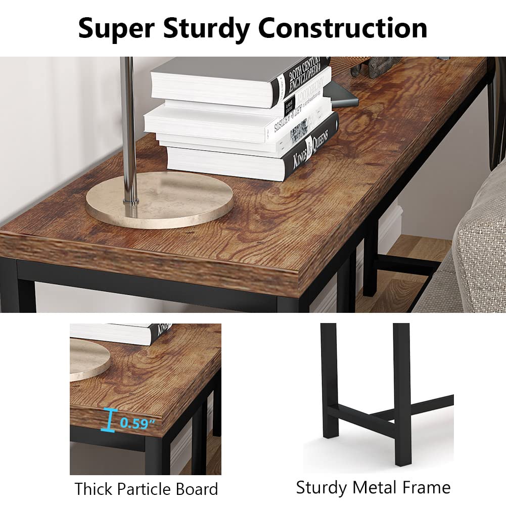 Tribesigns 70.9 inch Extra Long Console Table Behind Couch, Easy Assembly Sofa Table for Living Room Small Space, Rustic Industrial Narrow Entryway Hallway Table (Brown) Tribesigns