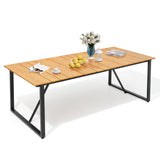 VredHom Outdoor Dining Table, 82.7 inch Patio Dining Table with Wooden-Like Top and Aluminum Frame, Rectangular Table with Umbrella Hole Outdoor Furniture, Only Table, Brown VredHom
