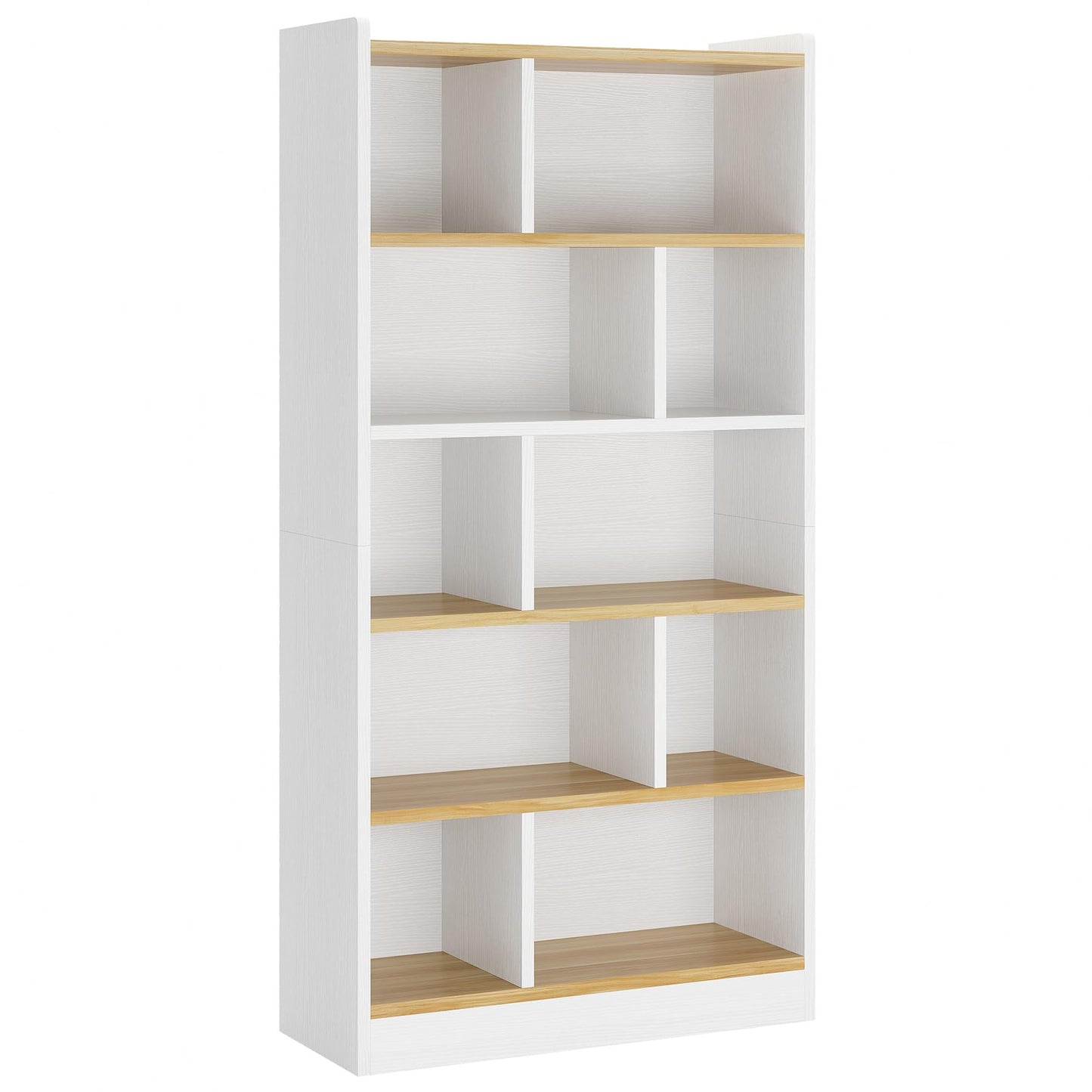 Tribesigns 72 Inch Tall White Bookcase, Modern Cube Bookshelf 6 Tier Bookcases, Large Open Display Shelf Storage Organizer for Living Room, Home Office, Library, Bedroom, White and Brown