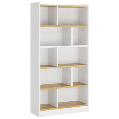 Tribesigns 72 Inch Tall White Bookcase, Modern Cube Bookshelf 6 Tier Bookcases, Large Open Display Shelf Storage Organizer for Living Room, Home Office, Library, Bedroom, White and Brown