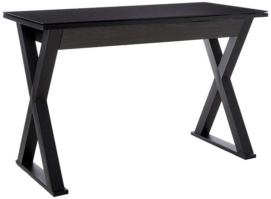 Walker Edison Lawrence Urban Industrial X Leg Glass Top Computer Desk, 48 Inch, Black - WoodArtSupply