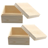 MY MIRONEY 2Pcs Wooden Unfinished Storage Box with Top Lid 4.72" x 4.72" Square Wooden Pine Box DIY Craft Stash Boxes Gift Box for Arts Hobbies and Home Storage MY MIRONEY