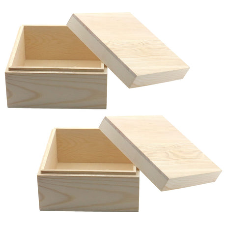 MY MIRONEY 2Pcs Wooden Unfinished Storage Box with Top Lid 4.72" x 4.72" Square Wooden Pine Box DIY Craft Stash Boxes Gift Box for Arts Hobbies and Home Storage MY MIRONEY