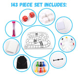Madanar Blank Create Your Own Board Game Kit DIY 143 Piece Set - Perfect for School Projects: Player Pieces, Spinner, Playing Cards, Dice, Sand Timer, Pawns, Storage Box, and More - Fun for Family Madanar