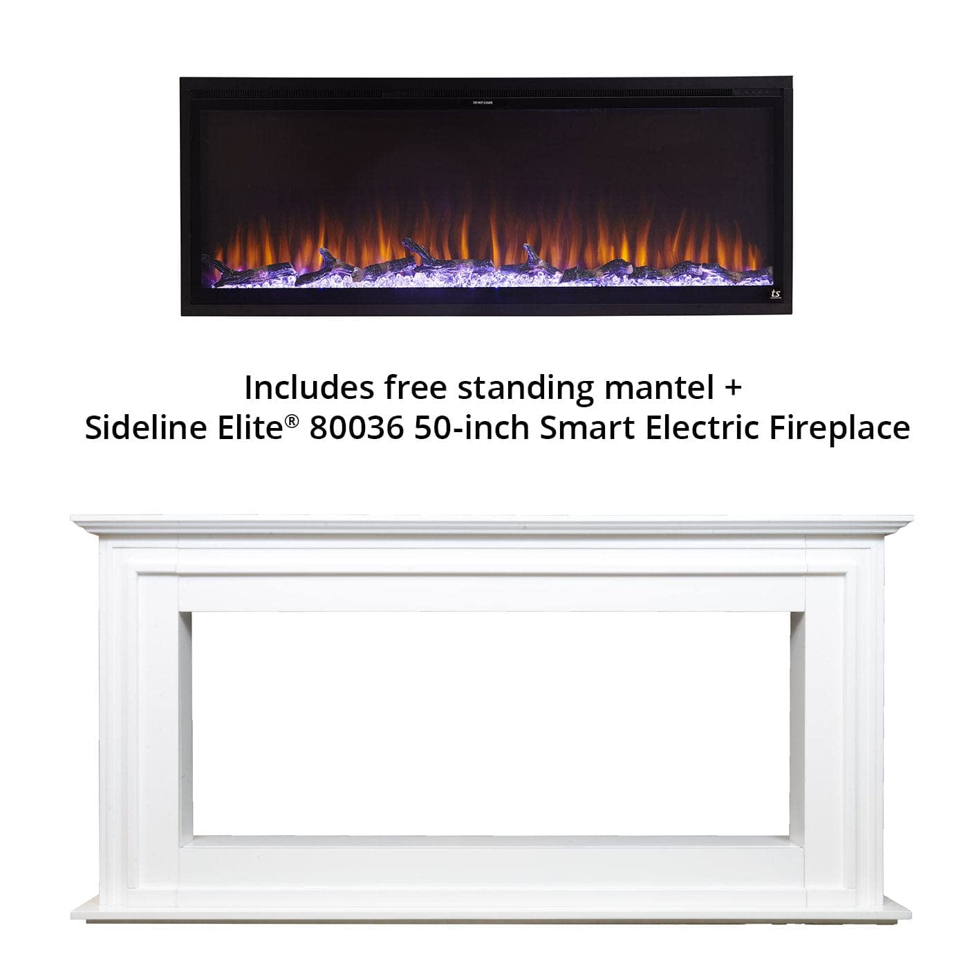 Touchstone Sideline Elite 50-inch Smart Electric Fireplace with Surround Mantel