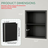 Giklux Stainless Steel Recessed Medicine Cabinet 14''*18'', Rust-Proof Metal Wall Niche, in Wall Shower Niche Shelf Insert Replacement, Recessed Medicine Cabinets for Drywall, Bathroom Storage, Black Giklux