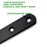 12Pack Straight Brackets Black,10Inch 250MM Mending Plate Metal Brackets for Brace, Heavy Duty Joining Plates for Wood Fence Bookcase Cabinet, Straight Brace Repairing Mending Plates REDOVANT