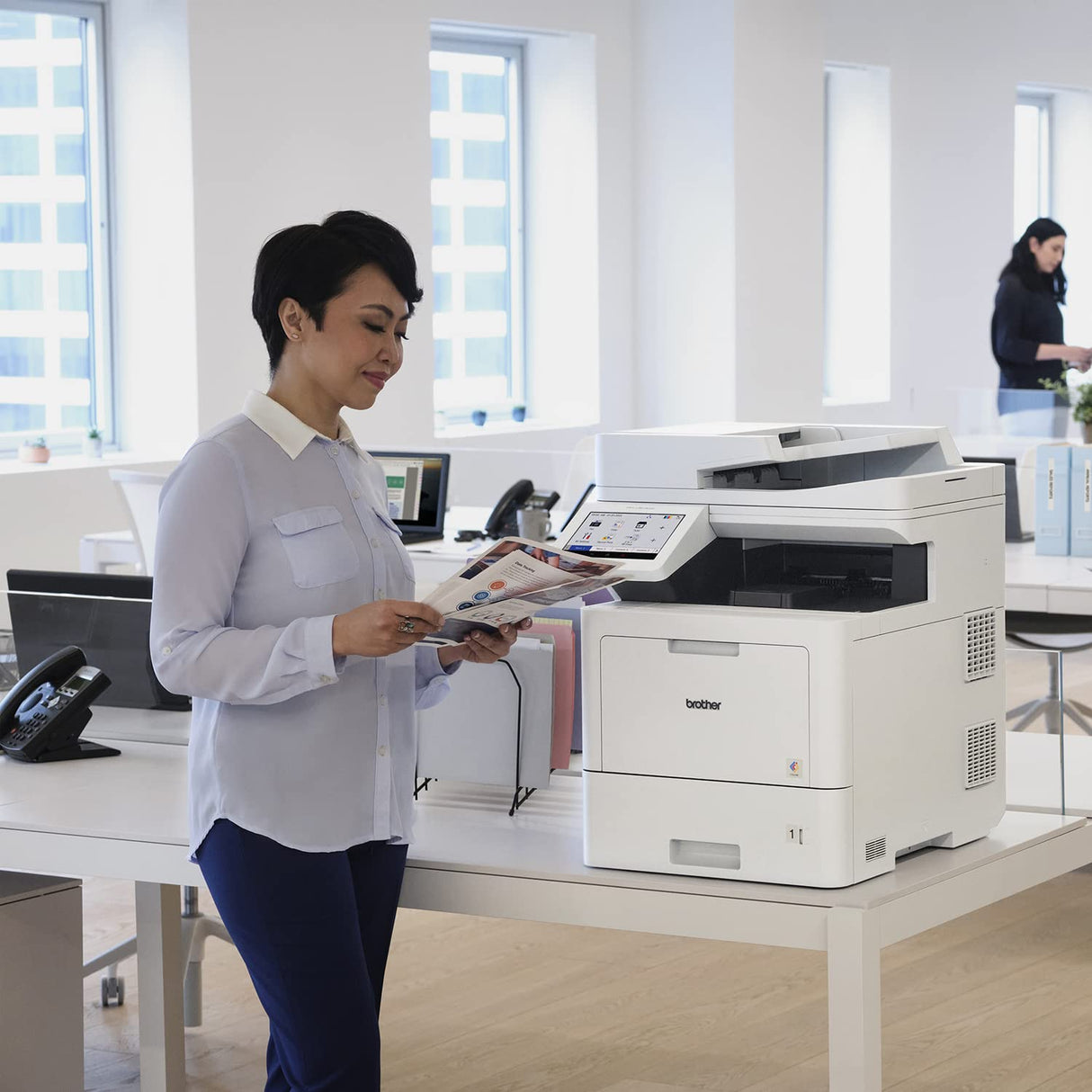 Brother MFC‐L9610CDN Enterprise Color Laser All‐in‐One Printer with Fast Printing, Large Paper Capacity, and Advanced Security Features, White Brother