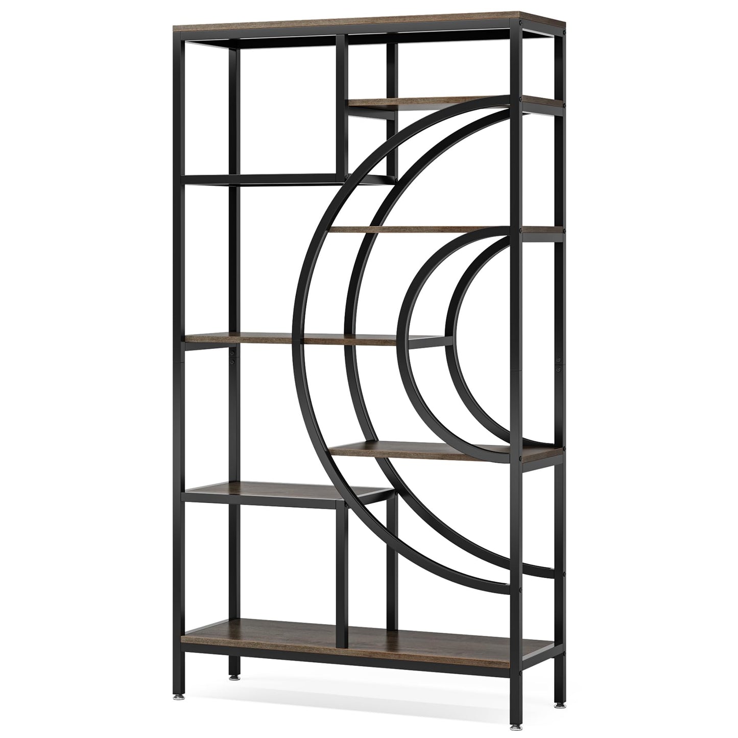 Tribesigns 71-Inch Geometric Industrial Bookcase with 8 Tiers and Metal Frame for Elegant Open Storage - WoodArtSupply